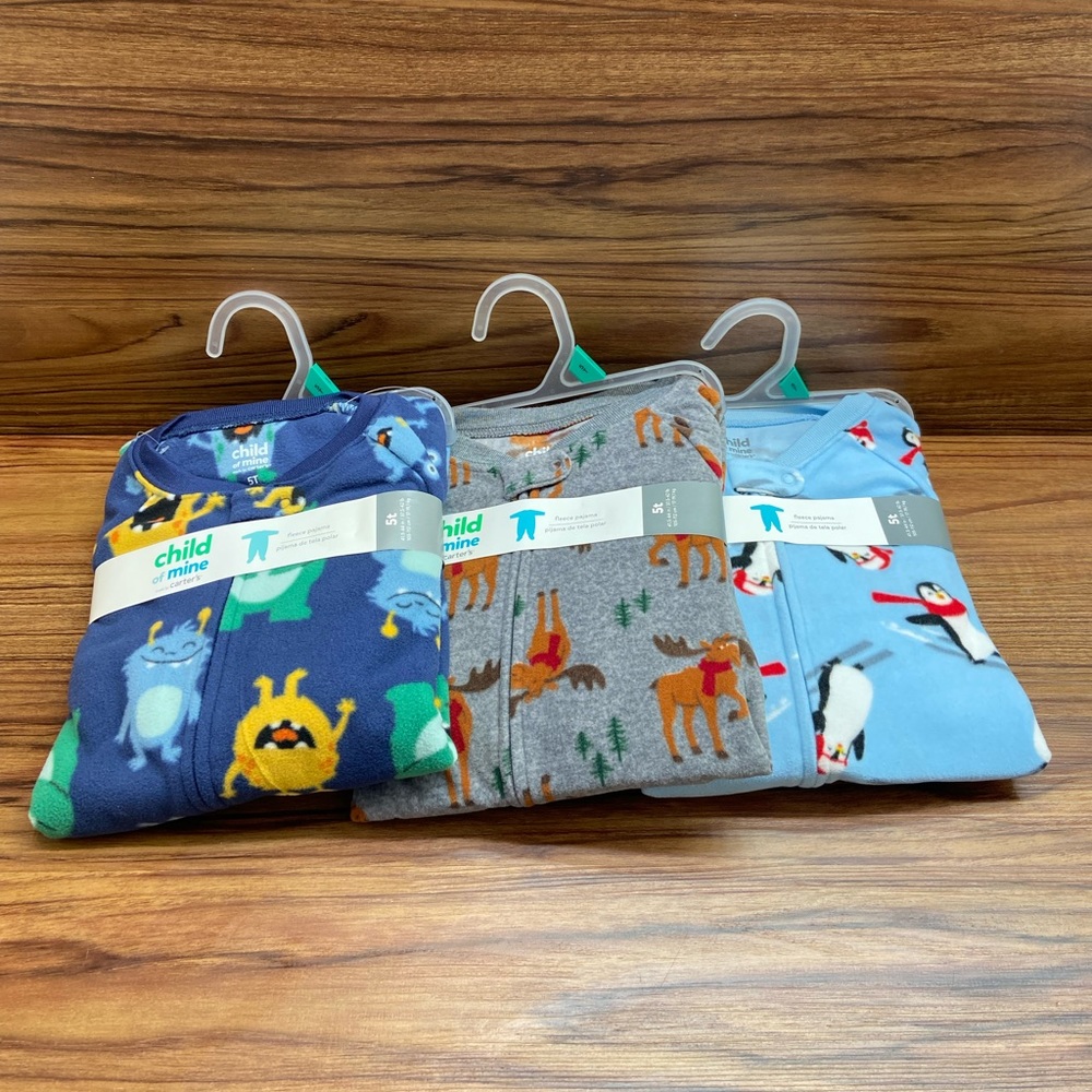 Bundle of Fleece Footie Pajamas 5T